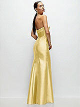 Side View Thumbnail - Maize Strapless Cuff Neckline Satin Trumpet Gown