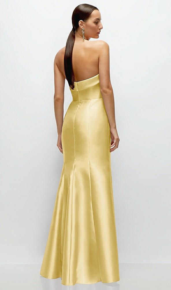 Back View - Maize Strapless Cuff Neckline Satin Trumpet Gown