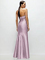 Rear View Thumbnail - Suede Rose Strapless Cuff Neckline Satin Trumpet Gown