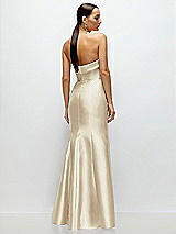 Rear View Thumbnail - Champagne Strapless Cuff Neckline Satin Trumpet Gown