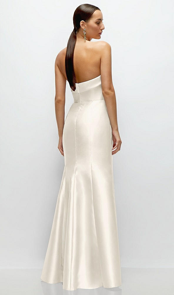 Back View - Ivory Strapless Cuff Neckline Satin Trumpet Gown