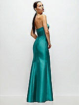 Side View Thumbnail - Jade Strapless Cuff Neckline Satin Trumpet Gown