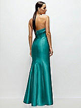 Rear View Thumbnail - Jade Strapless Cuff Neckline Satin Trumpet Gown