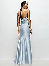 Rear View Thumbnail - Mist Strapless Cuff Neckline Satin Trumpet Gown