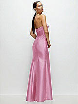 Side View Thumbnail - Powder Pink Strapless Cuff Neckline Satin Trumpet Gown