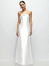 Front View Thumbnail - White Strapless Cuff Neckline Satin Trumpet Gown