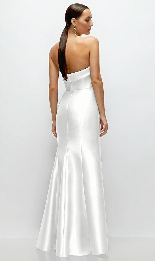 Back View - White Strapless Cuff Neckline Satin Trumpet Gown