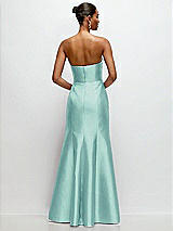 Rear View Thumbnail - Coastal Strapless Cat-Eye Draped Bodice Satin Tumpet Dress