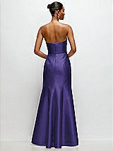 Rear View Thumbnail - Grape Strapless Cat-Eye Draped Bodice Satin Tumpet Dress