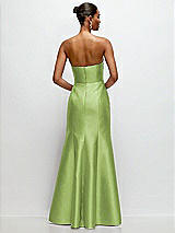 Rear View Thumbnail - Mojito Strapless Cat-Eye Draped Bodice Satin Tumpet Dress