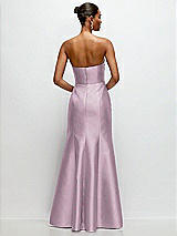 Rear View Thumbnail - Suede Rose Strapless Cat-Eye Draped Bodice Satin Tumpet Dress