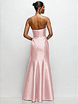 Rear View Thumbnail - Ballet Pink Strapless Cat-Eye Draped Bodice Satin Tumpet Dress