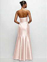 Rear View Thumbnail - Blush Strapless Cat-Eye Draped Bodice Satin Tumpet Dress