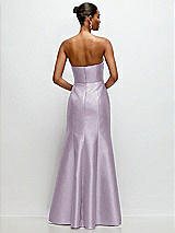 Rear View Thumbnail - Lilac Haze Strapless Cat-Eye Draped Bodice Satin Tumpet Dress