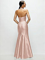 Rear View Thumbnail - Toasted Sugar High-Neck Halter Open-Back Satin Trumpet Dress 