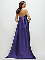 Rear View Thumbnail - Grape Strapless Satin Column Dress with Removeable Watteau Train