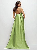 Rear View Thumbnail - Mojito Strapless Satin Column Dress with Removeable Watteau Train