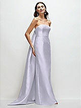 Front View Thumbnail - Silver Dove Strapless Satin Column Dress with Removeable Watteau Train