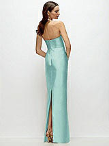 Rear View Thumbnail - Coastal Strapless Satin Column Dress with Back Slit