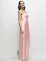 Side View Thumbnail - Ballet Pink Strapless Satin Column Dress with Back Slit