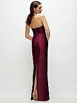 Rear View Thumbnail - Cabernet Strapless Satin Column Dress with Back Slit