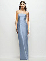 Front View Thumbnail - Cloudy Strapless Satin Column Dress with Back Slit