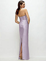 Rear View Thumbnail - Lilac Haze Strapless Satin Column Dress with Back Slit