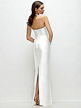 Rear View Thumbnail - White Strapless Satin Column Dress with Back Slit