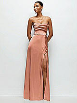 Alt View 1 Thumbnail - Copper Penny A-Line Satin Maxi Dress with Convertible Off-the-Shoulder or Strapless Looks 