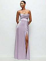 Alt View 1 Thumbnail - Lilac Haze A-Line Satin Maxi Dress with Convertible Off-the-Shoulder or Strapless Looks 