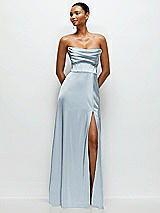 Alt View 1 Thumbnail - Mist A-Line Satin Maxi Dress with Convertible Off-the-Shoulder or Strapless Looks 