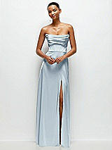 Alt View 2 Thumbnail - Mist A-Line Satin Maxi Dress with Convertible Off-the-Shoulder or Strapless Looks 