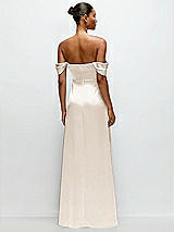 Rear View Thumbnail - Oat A-Line Satin Maxi Dress with Convertible Off-the-Shoulder or Strapless Looks 