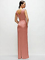 Rear View Thumbnail - Desert Rose High Neck Sleeveless Cap Shoulder Satin Maxi Dress