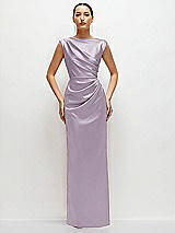 Front View Thumbnail - Lilac Haze High Neck Sleeveless Cap Shoulder Satin Maxi Dress