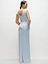 Rear View Thumbnail - Mist High Neck Sleeveless Cap Shoulder Satin Maxi Dress