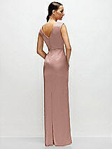 Rear View Thumbnail - Neu Nude High Neck Sleeveless Cap Shoulder Satin Maxi Dress