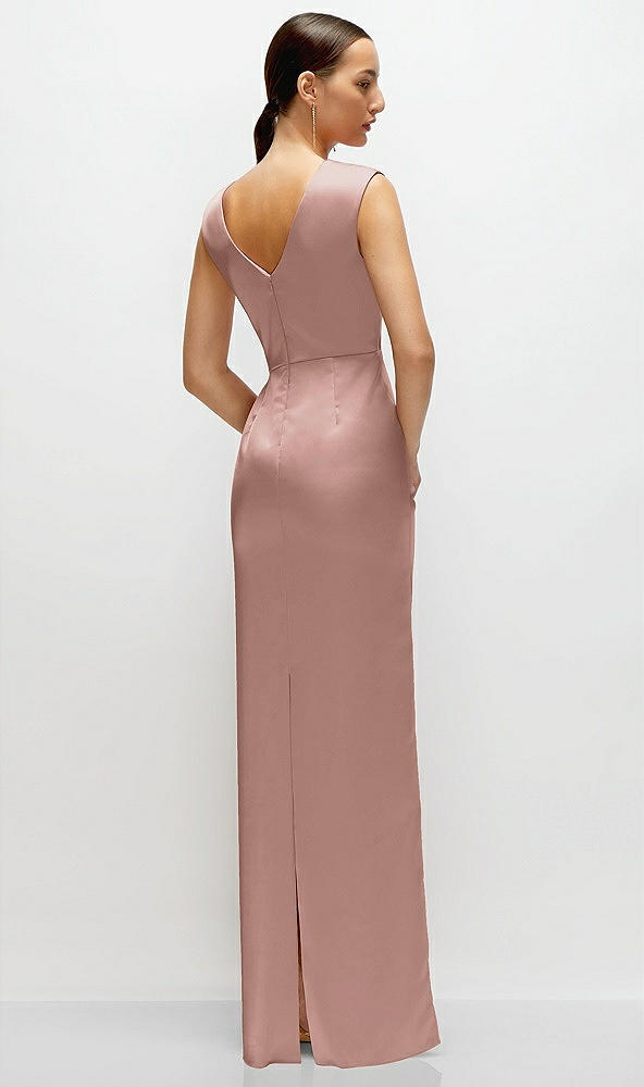 Back View - Neu Nude High Neck Sleeveless Cap Shoulder Satin Maxi Dress