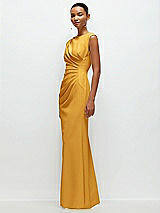 Side View Thumbnail - NYC Yellow Sleeveless Cap Shoulder Crepe Maxi Dress with Trumpet Skirt