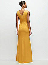 Rear View Thumbnail - NYC Yellow Sleeveless Cap Shoulder Crepe Maxi Dress with Trumpet Skirt