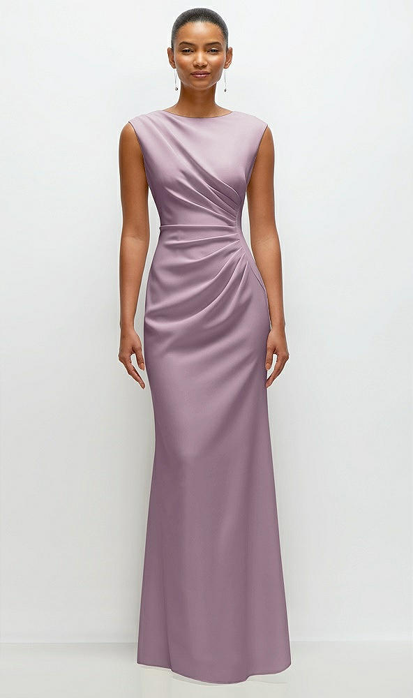 Front View - Suede Rose Sleeveless Cap Shoulder Crepe Maxi Dress with Trumpet Skirt