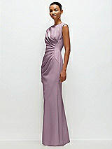 Side View Thumbnail - Suede Rose Sleeveless Cap Shoulder Crepe Maxi Dress with Trumpet Skirt