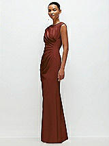 Side View Thumbnail - Auburn Moon Sleeveless Cap Shoulder Crepe Maxi Dress with Trumpet Skirt