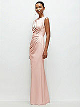 Side View Thumbnail - Blush Sleeveless Cap Shoulder Crepe Maxi Dress with Trumpet Skirt