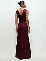 Rear View Thumbnail - Cabernet Sleeveless Cap Shoulder Crepe Maxi Dress with Trumpet Skirt