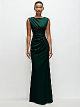 Front View Thumbnail - Evergreen Sleeveless Cap Shoulder Crepe Maxi Dress with Trumpet Skirt