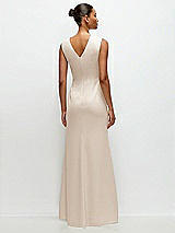 Rear View Thumbnail - Oat Sleeveless Cap Shoulder Crepe Maxi Dress with Trumpet Skirt