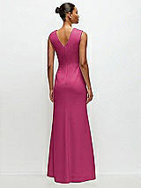 Rear View Thumbnail - Tea Rose Sleeveless Cap Shoulder Crepe Maxi Dress with Trumpet Skirt