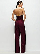 Rear View Thumbnail - Cabernet Strapless Cat-Eye Corset Crepe Wedding Jumpsuit