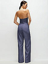 Rear View Thumbnail - French Blue Strapless Cat-Eye Corset Crepe Wedding Jumpsuit